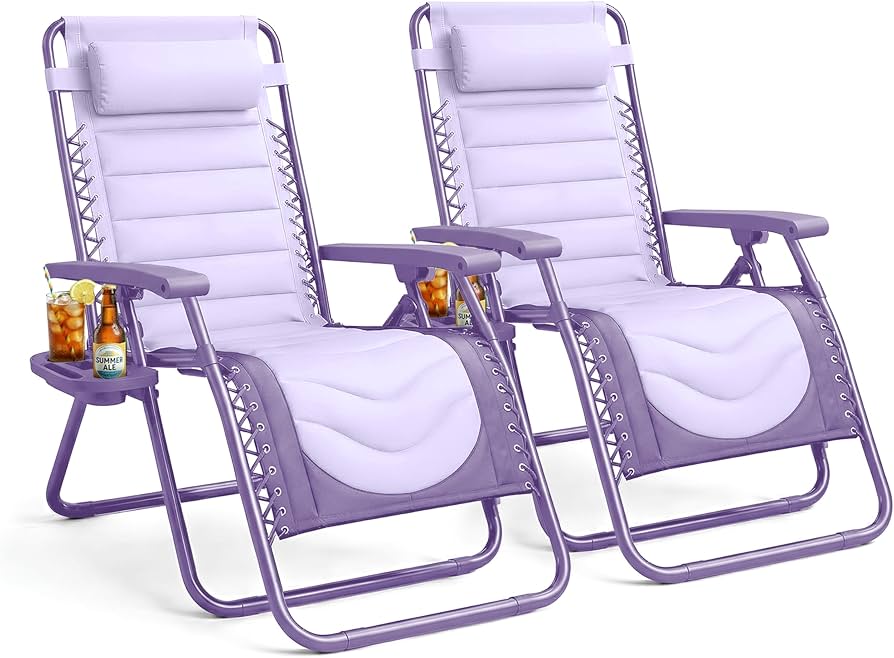 KEPLIN 2 Pack XXL Heavy Duty Quilted Zero Gravity Chairs