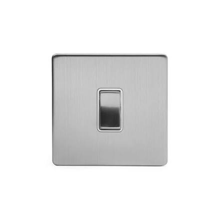 Soho Brushed Chrome Flat 1 Gang Intermediate Rocker Light Switch