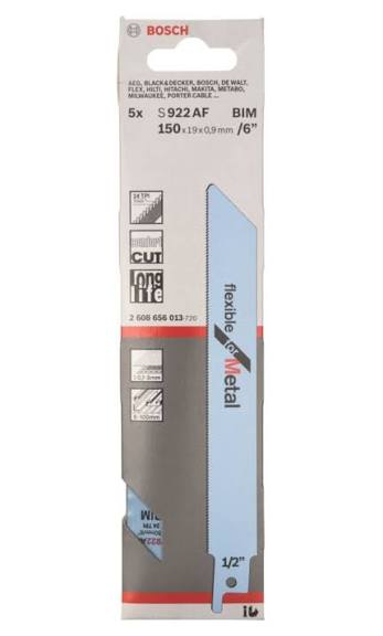 Bosch S 922 AF Flexible for Metal Reciprocating Saw Blade (5 Pack)