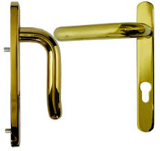 UAP 92mm PZ Door Handle 219mm Backplate 122mm Screw Holes Polished Gold