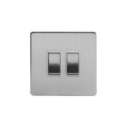 Soho SS-SH-10-LTS102-BCW Brushed Chrome Flat 2 Gang 2 Way Switch