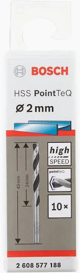 Bosch Professional PointTeQ HSS Twist Drill Bit 3.0 mm (2 Pack)
